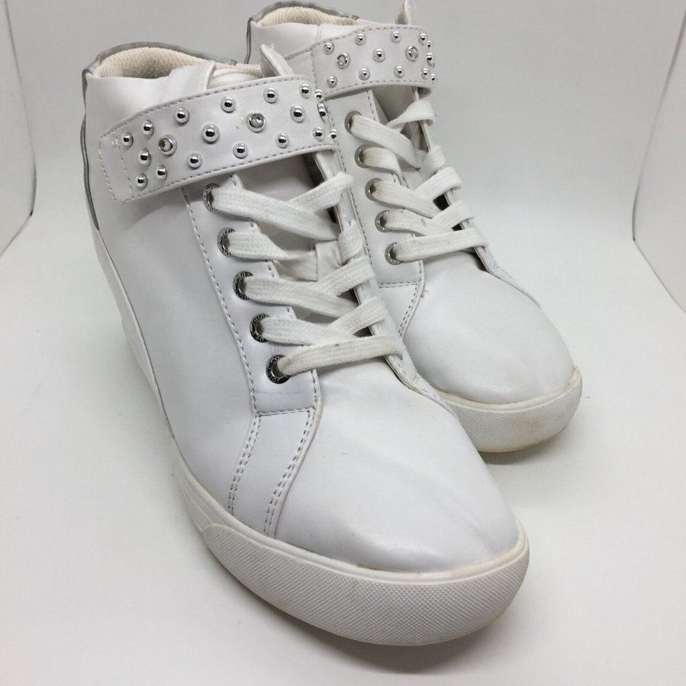 Juicy Couture Shoes Womens 7.5M Hidden Wedge Heel Sneakers White Jazz Up Studded
